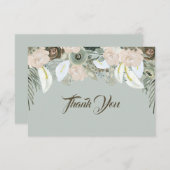 セージグリーンとバニラクリームの感謝カード (正面/裏面)