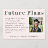 セージグリーンとピンクのモダンなアーチの写真　卒業式 案内状 (裏面)