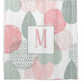 セージグリーンとピンクモランディ植物カスタム シャワーカーテン (正面)