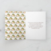 セージグリーンとピーチの花のカボチャのベイビーシャワー サンキューカード (内部)