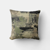 セージグリーンとブラック芸術的抽象芸術絵画ズ クッション (正面)