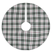 セージグリーンとベリーレッドプレイドクリスマスホリデー ブラッシュドポリエステルツリースカート (正面)