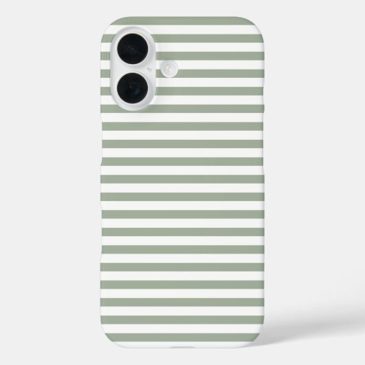 セージグリーンとホワイトのかわいい横ストライプ Case-Mate iPhoneケース (裏面)