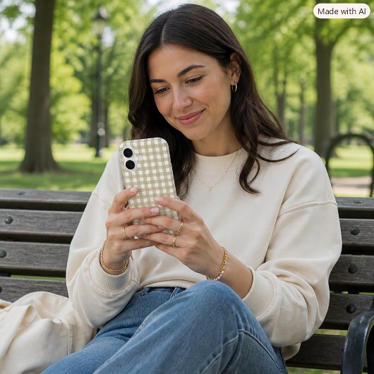 セージグリーンとホワイトのギンガムチェック柄 Case-Mate iPhoneケース