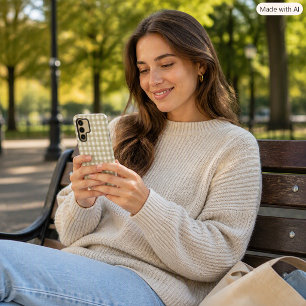 セージグリーンとホワイトのギンガムチェック柄 SAMSUNG GALAXY S22 ULTRAケース