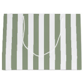 セージグリーンとホワイトのストライプ ラージペーパーバッグ (正面)