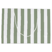 セージグリーンとホワイトのストライプ ラージペーパーバッグ (裏面)