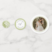 セージグリーンとホワイトのハイドランジア ブライダルシャワー コンフェッティ (正面)