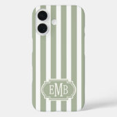 セージグリーンとホワイトのモノグラムストライプ Case-Mate iPhoneケース (裏面)