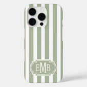 セージグリーンとホワイトのモノグラムストライプ Case-Mate iPhoneケース (裏面)