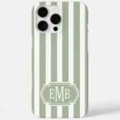 セージグリーンとホワイトのモノグラムストライプ Case-Mate iPhoneケース (裏面)