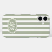 セージグリーンとホワイトのモノグラムストライプ Case-Mate iPhoneケース (裏面 (横))