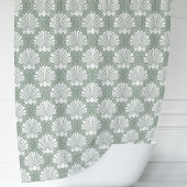 セージグリーンとホワイトシーシェル沿岸 シャワーカーテン
