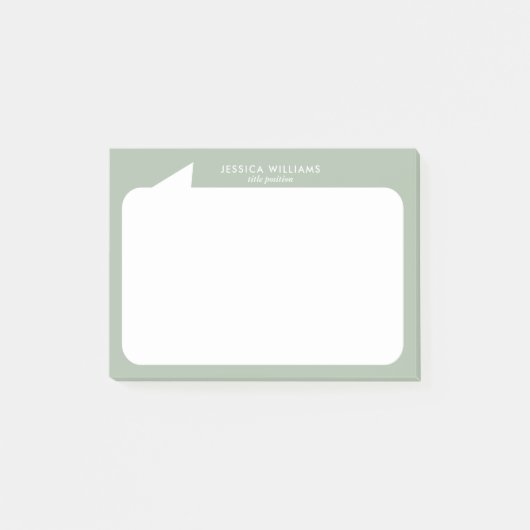 セージグリーンとホワイトトークバブル名前をカスタムする ポストイット (正面)