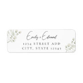 セージグリーンとホワイトフローラ結婚ズ差出人住所 ラベル (正面)