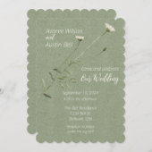 セージグリーンと一輪のデイジー 招待状 (正面/裏面)