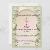 セージグリーンと白のフラワーアーチ ウェディングインビテーション 招待状 (正面)