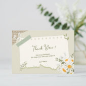 セージグリーンと白の水彩花 サンキューカード (スタンド正面)