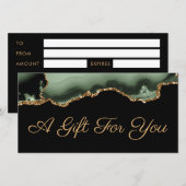 セージグリーンと金ゴールドアグリゲートのギフト証明書 (正面/裏面)