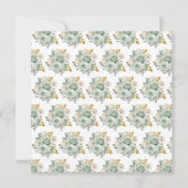 セージグリーンと金ゴールドエレガントフラワーバースデーパーティー カード (裏面)