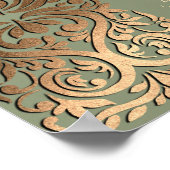 セージグリーンと金ゴールドエレガントラグジュアリーメニューサイン ポスター (角)