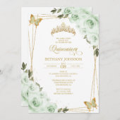 セージグリーンと金ゴールドキンセニェラ招待状 招待状 (正面/裏面)