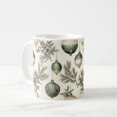 セージグリーンと金ゴールドクリスマスオーナメント コーヒーマグカップ (正面左)