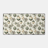 セージグリーンと金ゴールドクリスマスオーナメント デスクマット (正面)