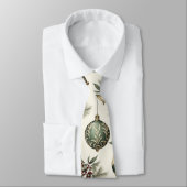 セージグリーンと金ゴールドクリスマスオーナメント ネクタイ (タイ)