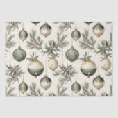 セージグリーンと金ゴールドクリスマスオーナメント 薄葉紙 (正面)