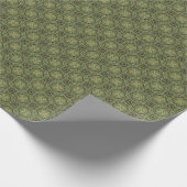 セージグリーンと金ゴールドフィリグリー ラッピングペーパー (角)