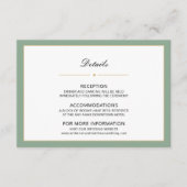 セージグリーンと金ゴールド結婚の詳細 エンクロージャーカード (正面)