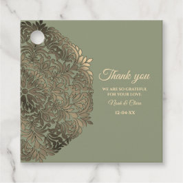 セージグリーンと金ゴールド結婚ズウィズエレガントラグジュアリー フェイバータグ