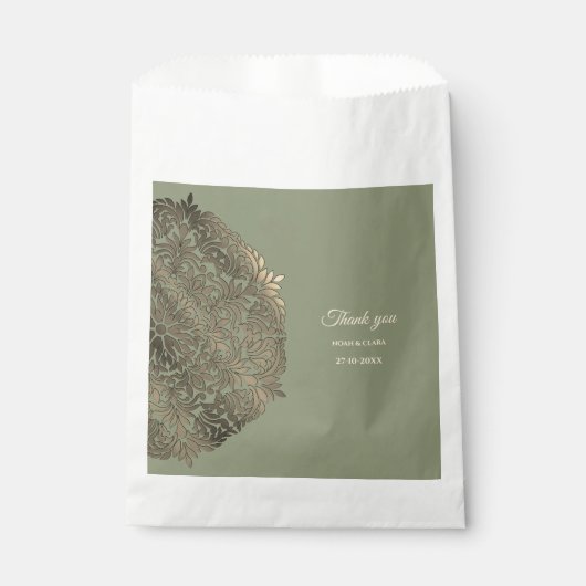 セージグリーンと金ゴールド結婚ズウィズエレガントラグジュアリー フェイバーバッグ (正面)