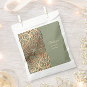 セージグリーンと金ゴールド結婚ズウィズエレガントラグジュアリー フェイバーバッグ (クリップ留めされた状態)