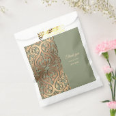 セージグリーンと金ゴールド結婚ズウィズエレガントラグジュアリー フェイバーバッグ (封をした状態)