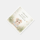 セージグリーンのうさぎの花のベビーシャワー スタンダードカクテルナプキン (角)