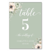 セージグリーンのアネモネの結婚式テーブルナンバー札 テーブルナンバー (裏面)