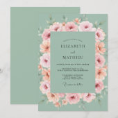 セージグリーンのアリーな春のウェディング 招待状 (正面/裏面)