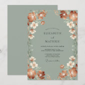 セージグリーンのアースィーな秋の結婚式 招待状 (正面/裏面)