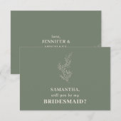 セージグリーンのインディーオータムブライズメイド 招待状 (正面/裏面)