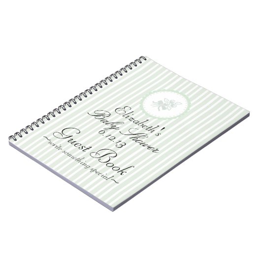 セージグリーンのエレガントなベビーシャワーの来客名簿 ノートブック (左側)