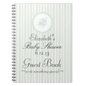 セージグリーンのエレガントなベビーシャワーの来客名簿 ノートブック (正面)