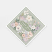 セージグリーンのカスタマイズフラワーナプキン スタンダードランチョンナプキン (角)
