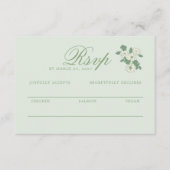 セージグリーンのガーデンウェディング出欠返信カード エンクロージャーカード (正面)