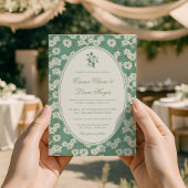 セージグリーンのガーデンシノワズリーデザインの結婚式招待状 招待状