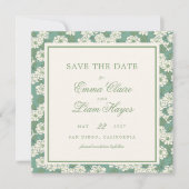 セージグリーンのガーデンチノワジエ広場 Save the Date 招待状 (正面)