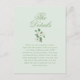 セージグリーンのガーデンチャイナペイントウェディング詳細 エンクロージャーカード
