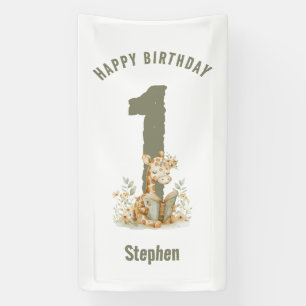 セージグリーンのキリン 1歳の誕生日おめでとう 横断幕