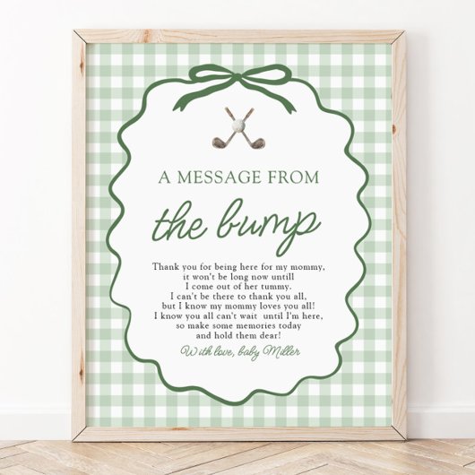 セージグリーンのギンガムチェックのゴルフ "A Message from the Bump" ポスター